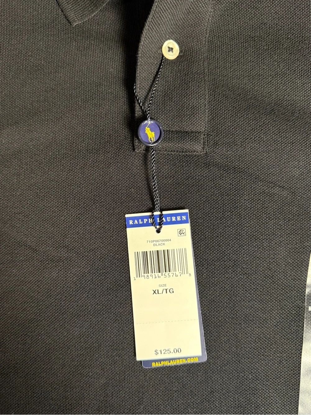 NWT Polo Ralph Lauren Men's Classic Fit Dog-Embroidered Mesh Polo Black XL